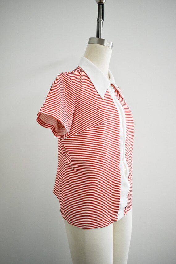 1970s Red and White Striped Knit Shirt - image 4