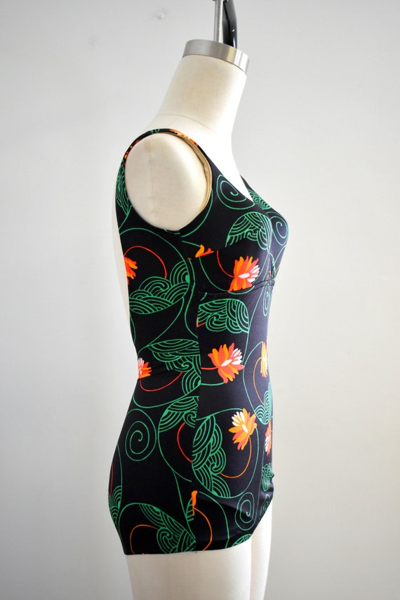 1970s/80s Cole of California Lotus Flower Swimsuit - image 4