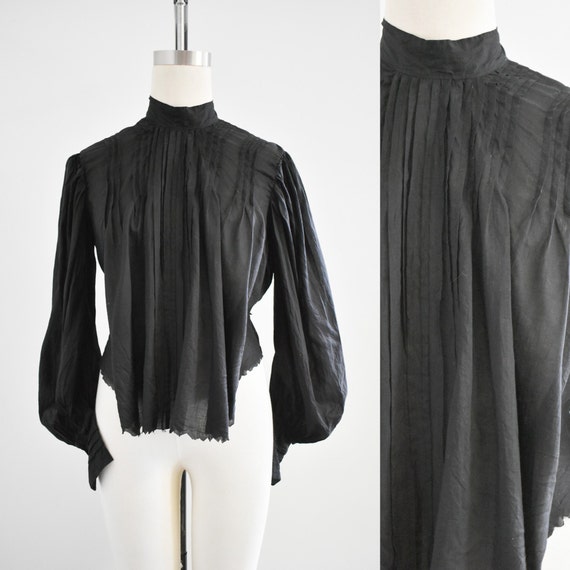 Victorian Black Blouse with Full Sleeves