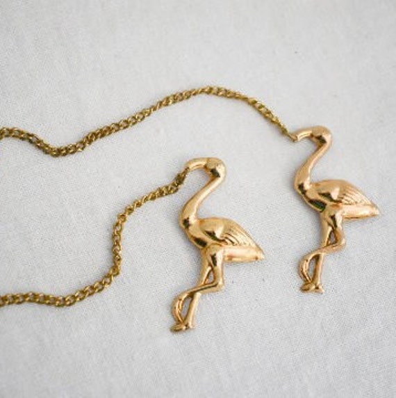 1940s Gold Flamingos Chain Swag Brooch