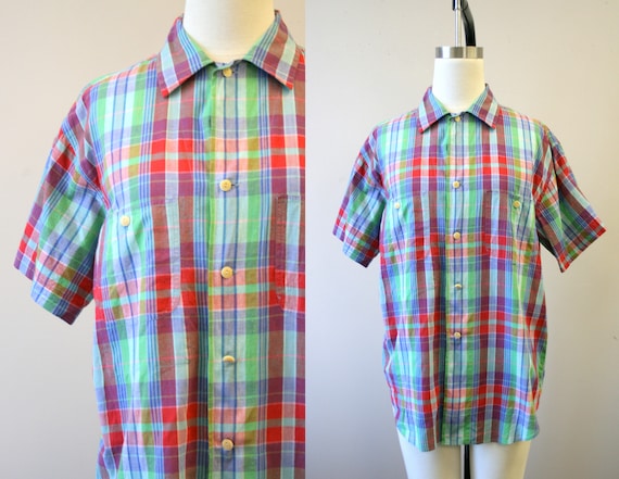 1980s Ralph Lauren Cotton Madras Oversized Shirt