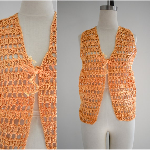 1960s Golden Yellow Raffia Vest - image 1