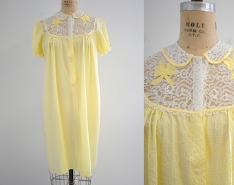 1950s Charmode Yellow Seersucker Robe