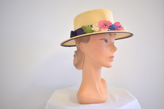 1940s/50s Floral Straw Hat