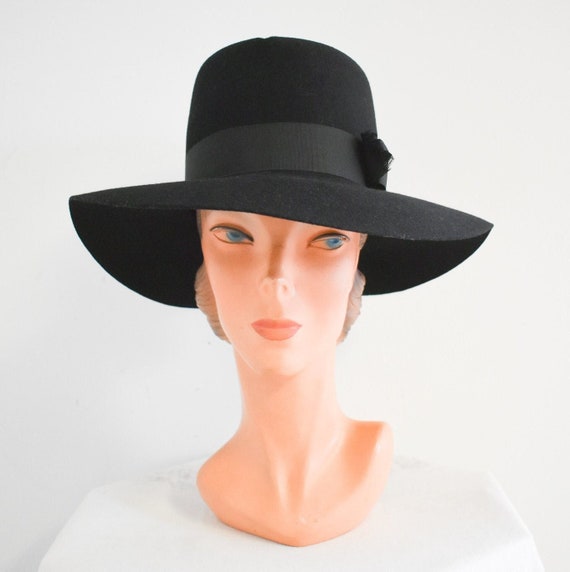 1960s Betmar Black Wool Felt Hat