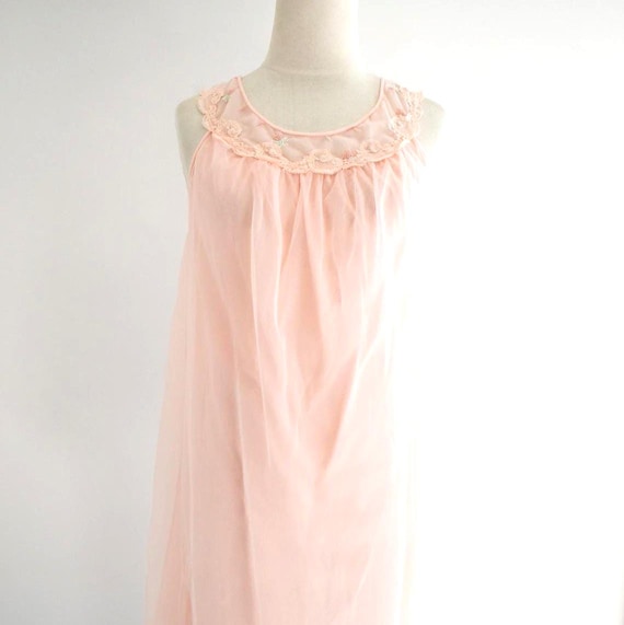 1960s Peach Chiffon Night Gown - image 1