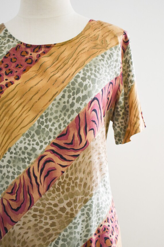 1990s Striped Animal Print Maxi Dress - image 3