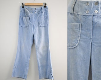1970s Plush Light Blue Corduroy Pants