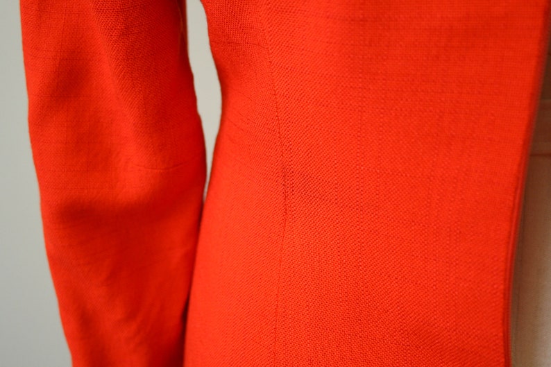 1970s Adele Simpson Red-Orange Dress image 5
