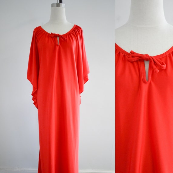 1970s Periphery Red Knit Caftan - image 1