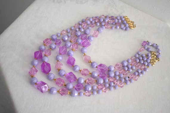 1950s/60s Purple Plastic Five Strand Necklace - image 2