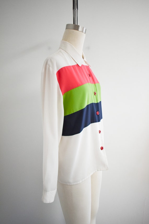 1990s Colorblock Striped Blouse - image 4