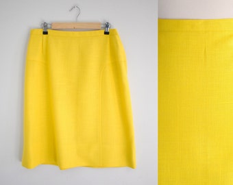 1960s Yellow Linen Pencil Skirt