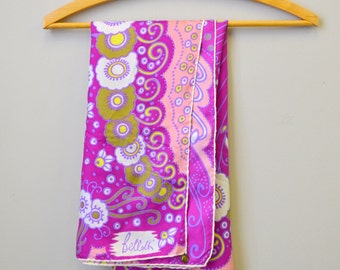 1960s Bellotti Psychedeli Pink Floral Silk Scarf