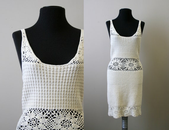 Vintage Cream Crochet Dress