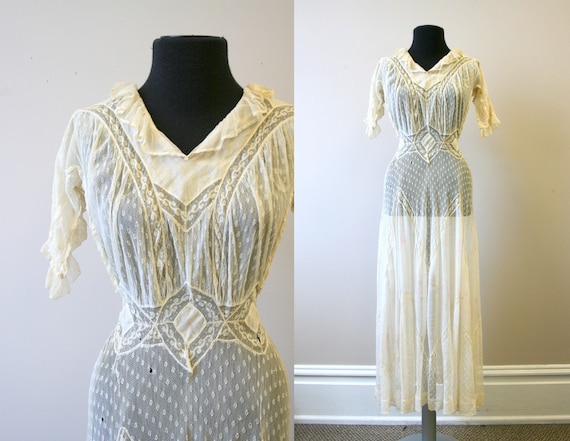 Edwardian Lace and Floral Lawn Dress