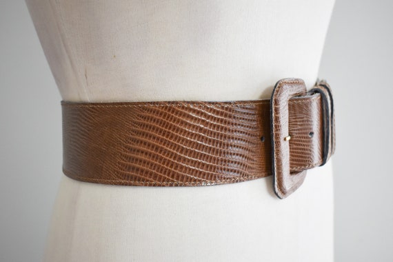 1980s Calderon Brown Reptile Leather Belt - image 3