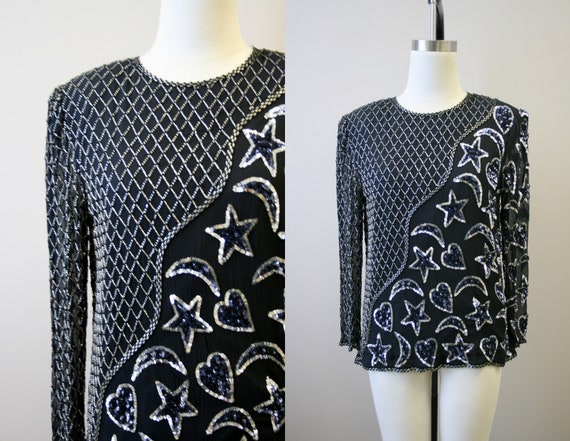 1990s Celestial Beaded Blouse