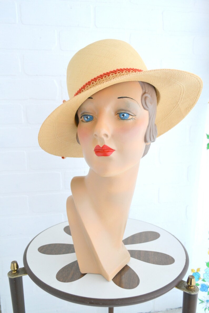 1960s Therese Ahrens Straw Fedora Sun Hat