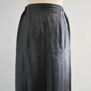 1980s Black Leather Pencil Skirt