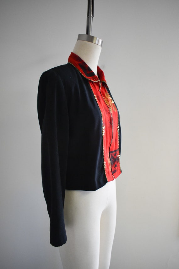 1990s Red and Black Embellished Jacket - image 4