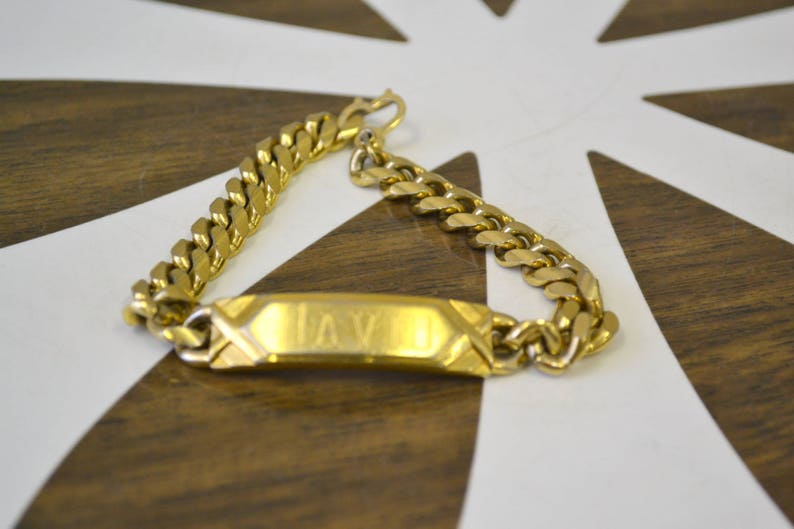 1970s Speidel David Gold Metal ID Bracelet