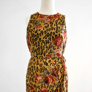 1990s Leopard and Rose Print Dress
