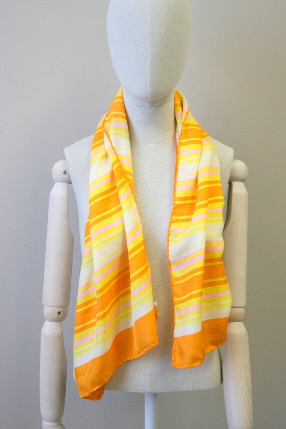 1960s Echo Citrus Striped Silk Scarf - image 2