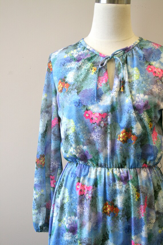 1970s Floral Knit Dress - image 2