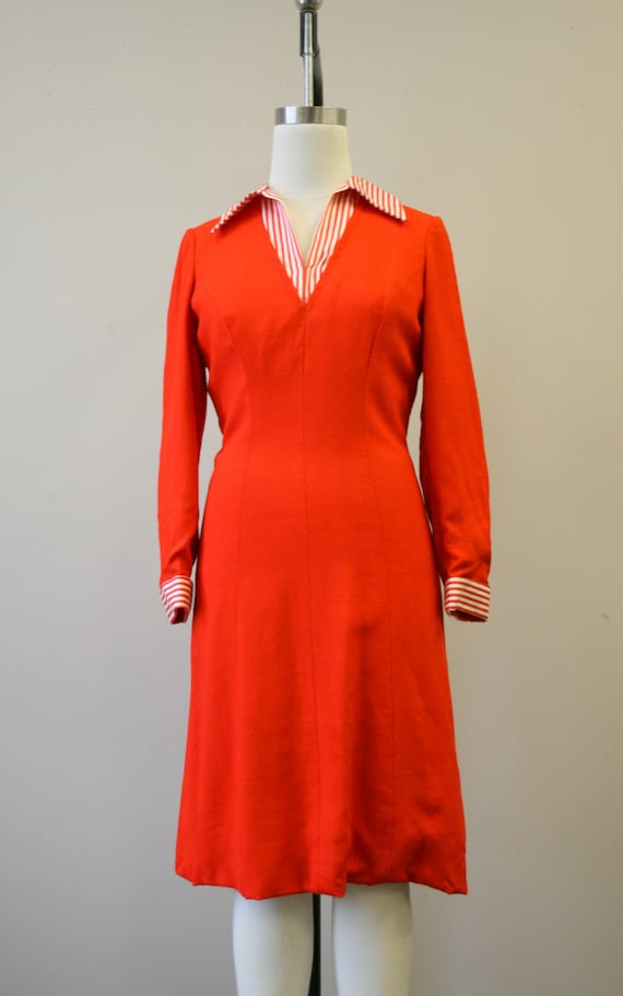 1970s Adele Simpson Red-Orange Dress - image 2