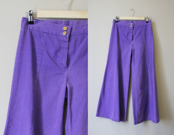1970s Purple Denim Bell Bottoms