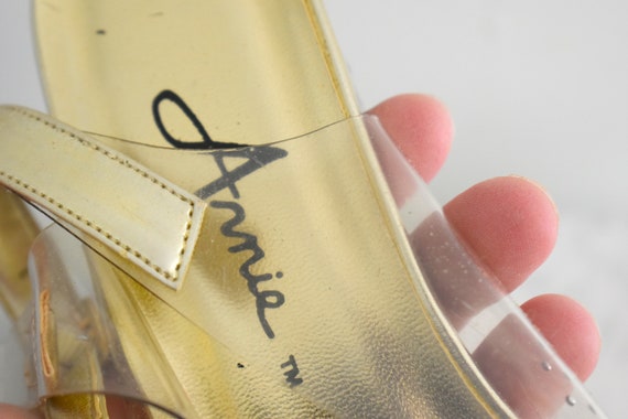 1980s Arnie Metallic Sandals with Acrylic Heels, … - image 5