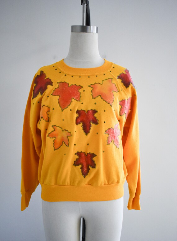 1980s Autumn Leaf Applique Sweatshirt - image 2