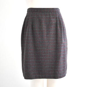 1990s Gray Plaid Wool Blend Mini Skirt