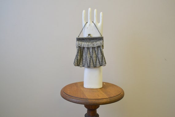1920s/30s Clear and Black Beaded Purse
