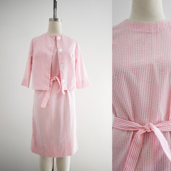 Pink Seersucker Zoo Dress main image 1