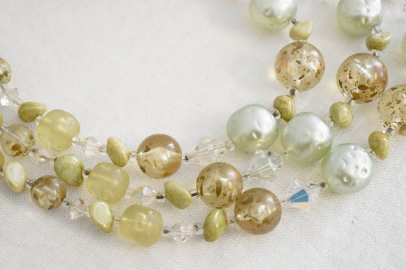1960s Pale Green Bead Multi Strand Necklace - image 6