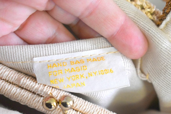 1960s Magid Cream Crochet Handbag with Wooden Bea… - image 8