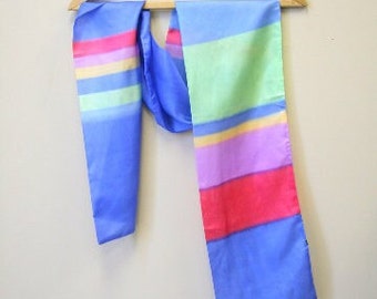 1980s Watercolor Striped Silk Scarf