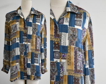 1990s Egyptian Print Oversized Blouse