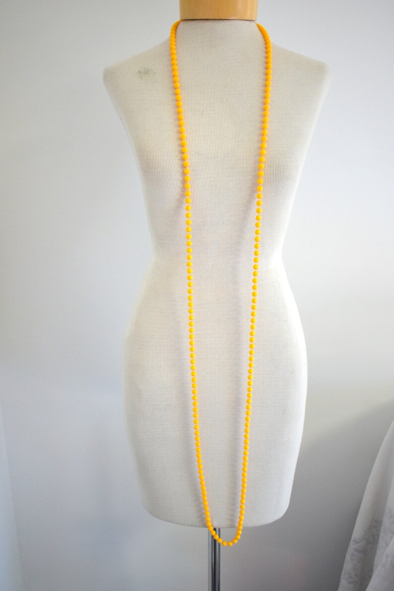 1960s Light Orange Plastic Bead Extra Long Necklace image 5