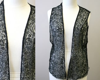 1920s Black Lace Vest