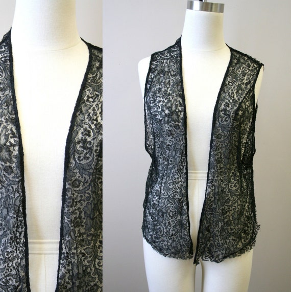 1920s Black Lace Vest