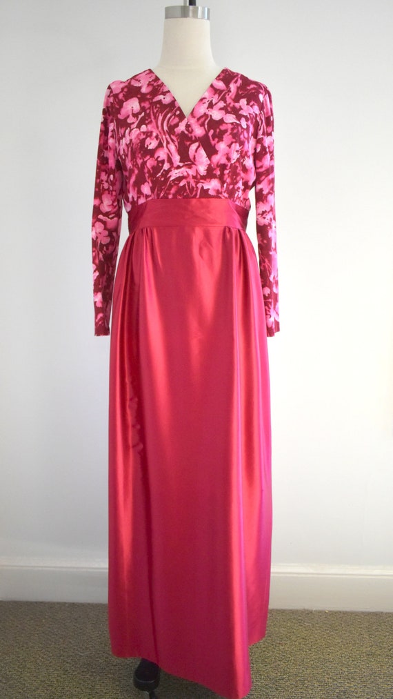 1960s Berry and Pink Formal Dress - image 3