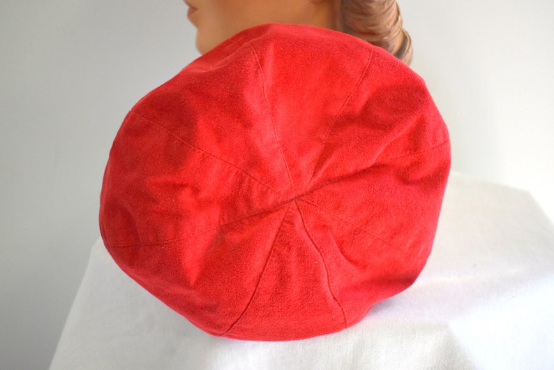 1960s Red Suede Beret Style Hat image 5