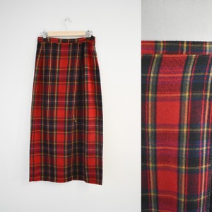 1990s Red Plaid Maxi Skirt image 1