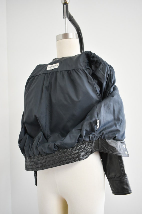 1980s Cropped Black Leather Jacket - image 6