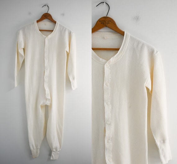 Vintage Cotton Thermal Union Suit - image 1