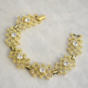 1970s/80s Gold and Rhinestone Link Bracelet