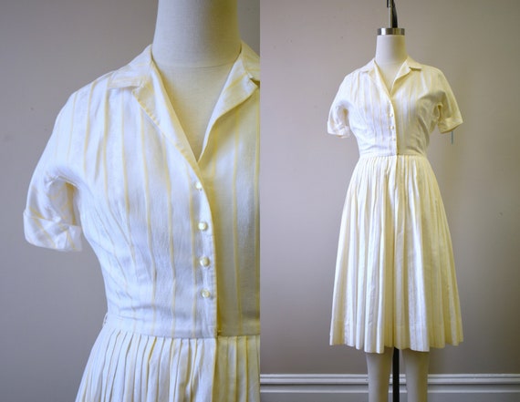 1960s L'Aiglon Striped Cotton Shirtwaist Dress